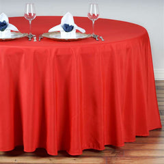 Polyester 132" Round Tablecloth Red - Seamless Chic Table Cover