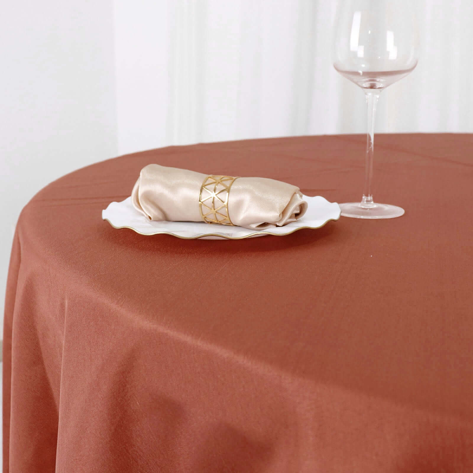 Polyester 90" Round Tablecloth Terracotta (Rust) - Stain & Wrinkle-Resistant Table Cover