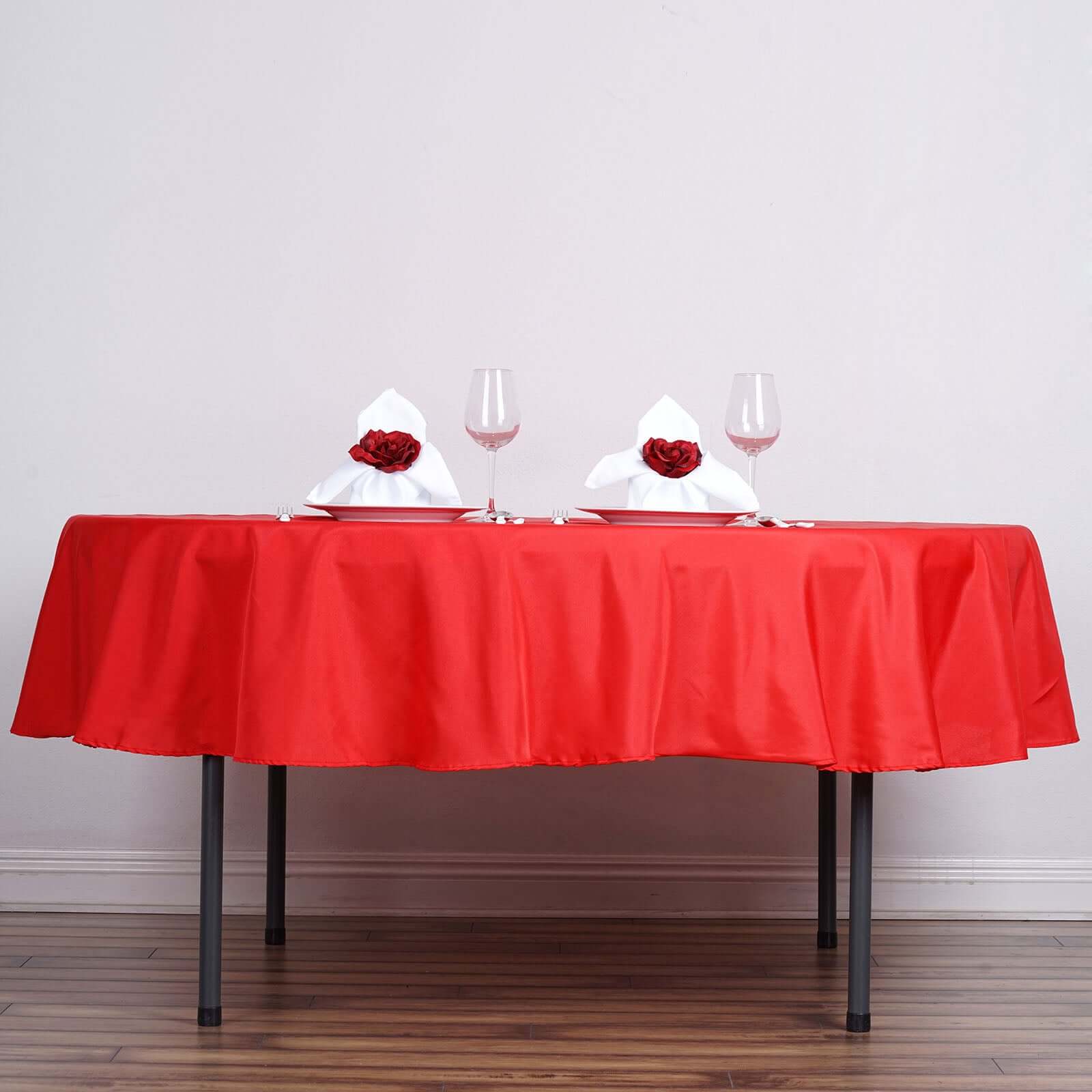 Polyester 70" Round Tablecloth Red - Durable & Wrinkle-Resistant Table Cover