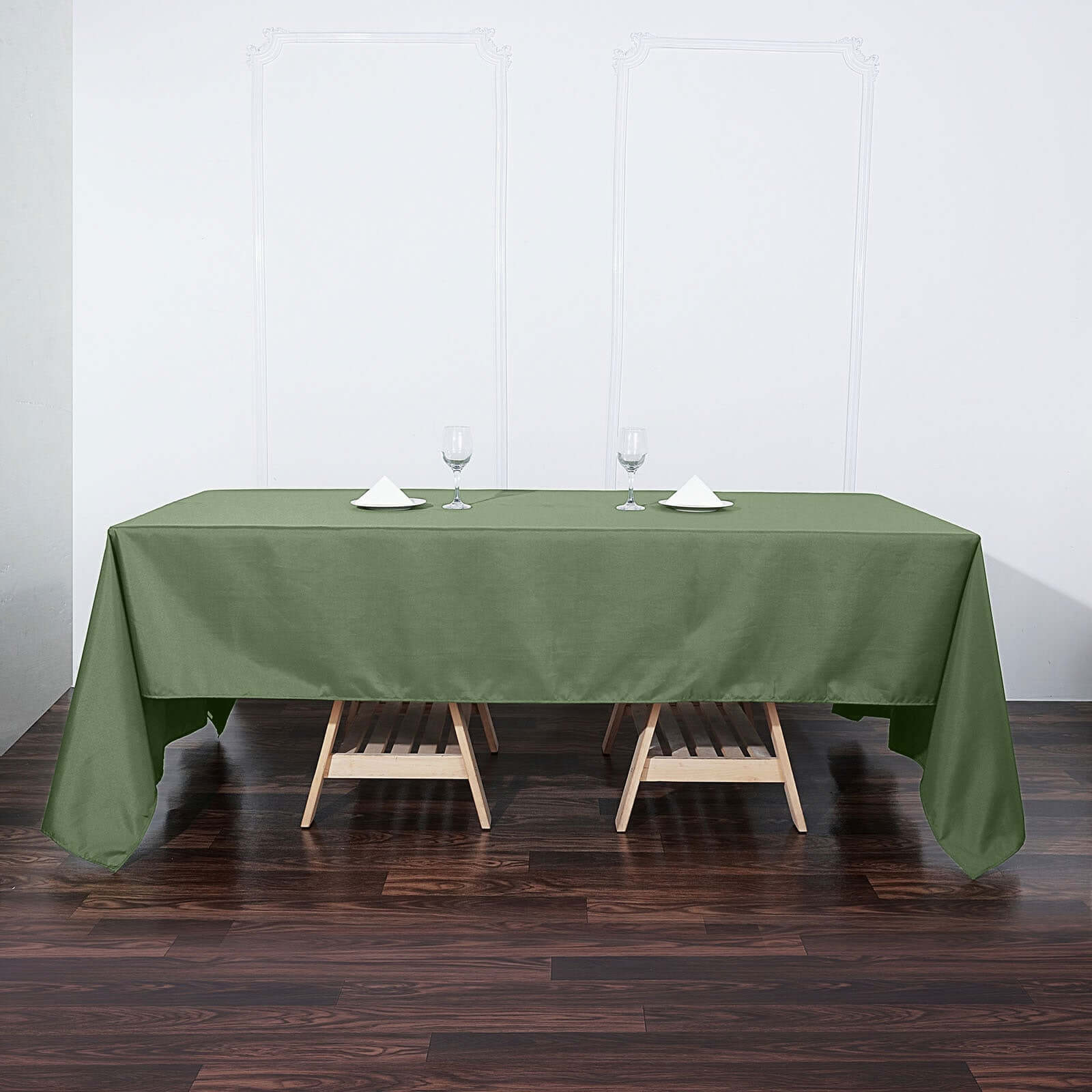 Polyester 60"x126" Rectangle Tablecloth Olive Green - Wrinkle-Resistant Table Cover