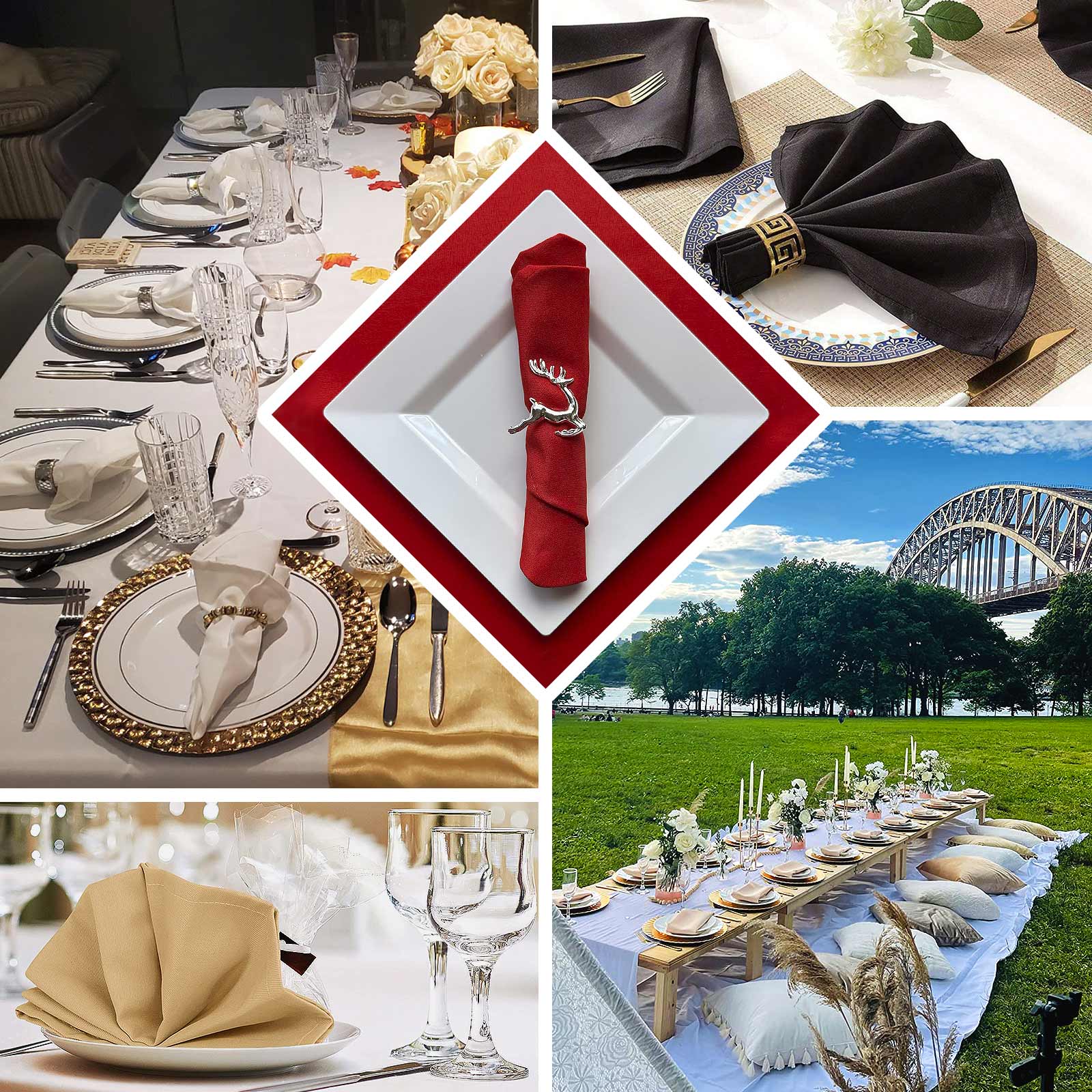 5 Pack Scuba 20"x20" Napkins Ivory - Durable & Reusable Dinner Napkins