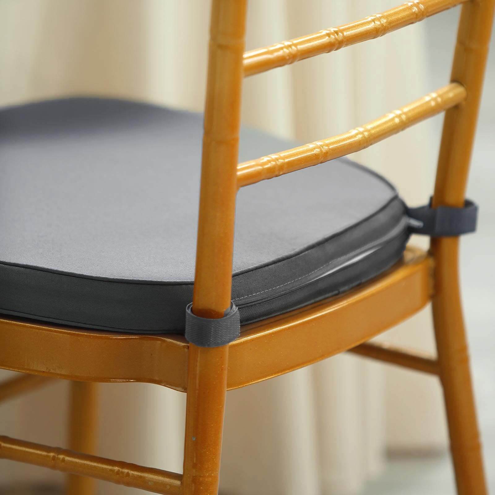 Chiavari Chair Cushion with 1.5" Thick Memory Foam and Ties Charcoal Gray - Stylish Removable Cover for Comfort