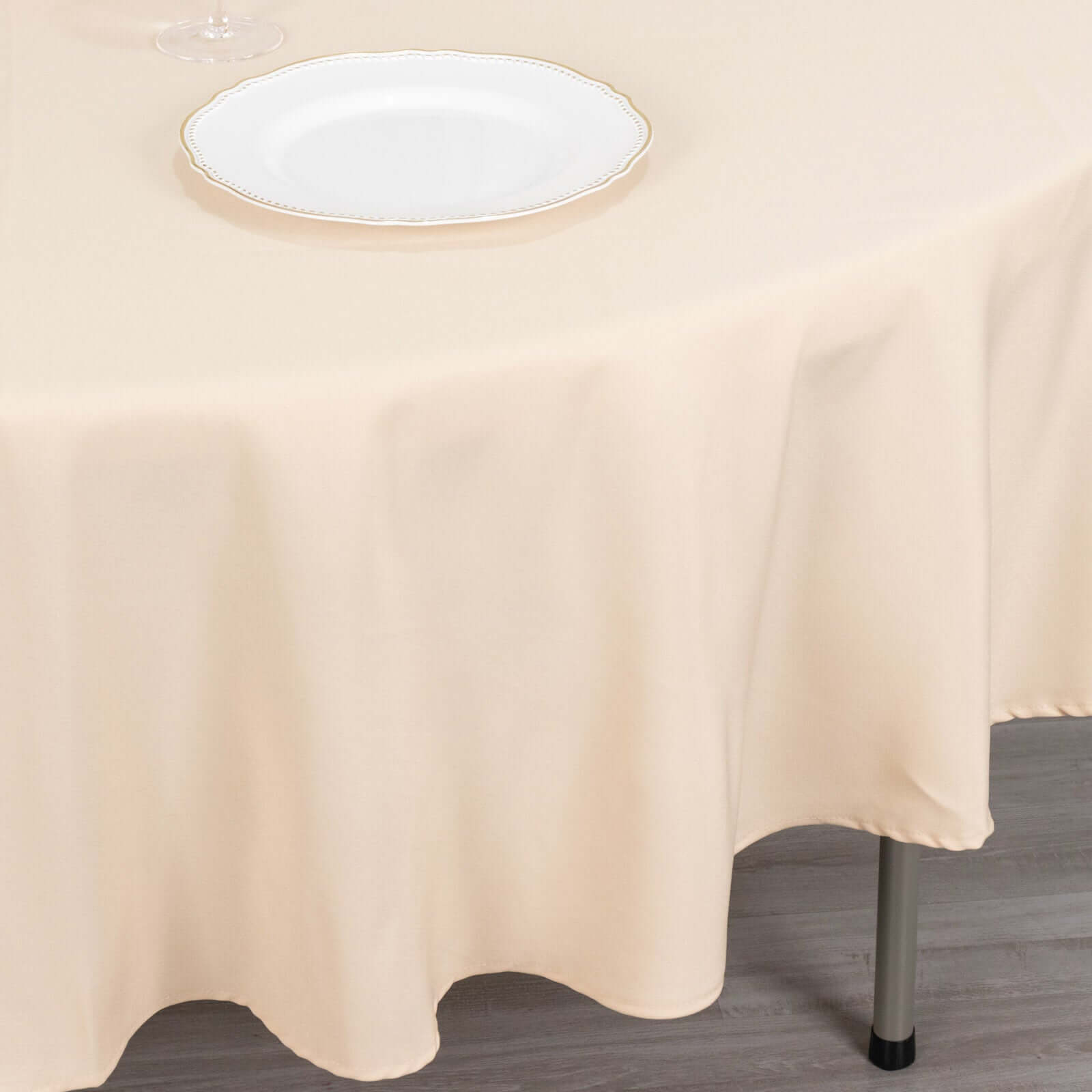 Premium Polyester 90" Round Tablecloth Beige - Stain and Wrinkle-Resistant Design with 220GSM Thickness Table Cover