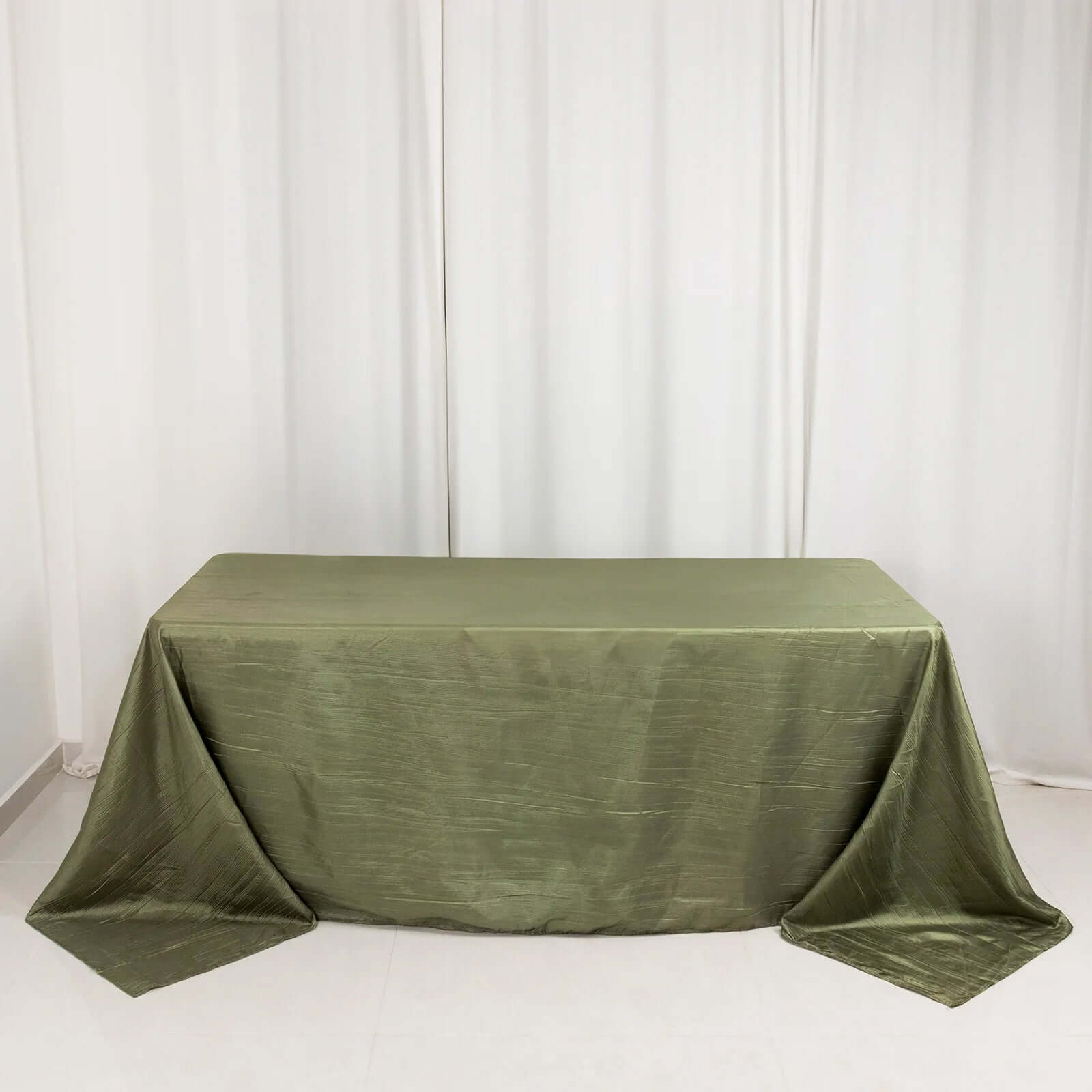 Taffeta 90"x132" Rectangle Tablecloth Dusty Sage Green - Seamless Accordion Crinkle Table Cover