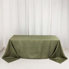 Taffeta 90"x132" Rectangle Tablecloth Dusty Sage Green - Seamless Accordion Crinkle Table Cover