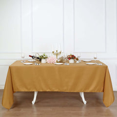 Polyester 72"x120" Rectangle Tablecloth Gold - Durable and Stylish for Events