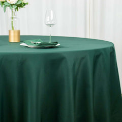 Premium Polyester 108" Round Tablecloth Hunter Emerald Green - Wrinkle-Resistant 220GSM Table Cover