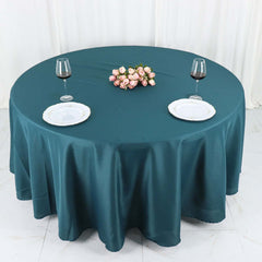 Polyester 108" Round Tablecloth Peacock Teal - Wrinkle-Resistant Table Cover