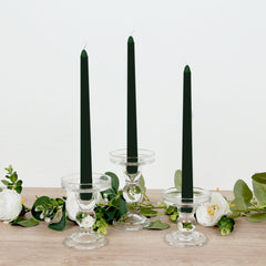 10-Pack Taper Candles Premium Wax Design Hunter Emerald Green - Unscented Candles for Upscale Settings 10"