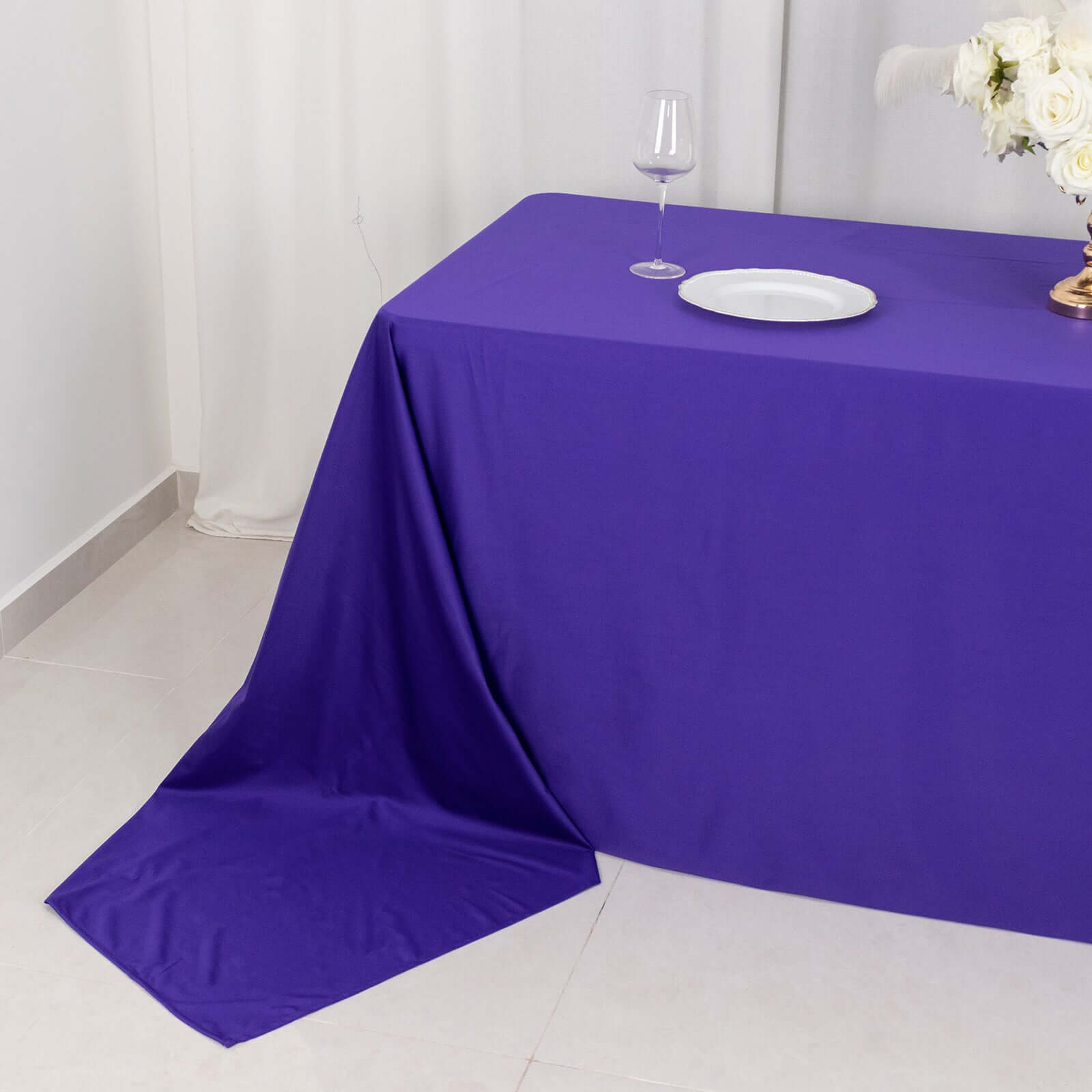 Scuba Rectangular 90"x156" Tablecloth Purple - Wrinkle Free, Stain Resistant & Seamless Table Cover