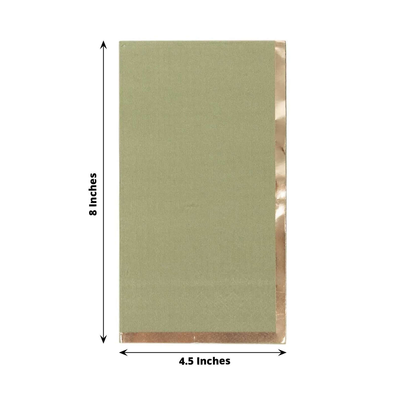 50-Pack Paper Dinner Napkins Dusty Sage Green with Gold Foil Edge 2 Ply - Stylish Disposable Napkins