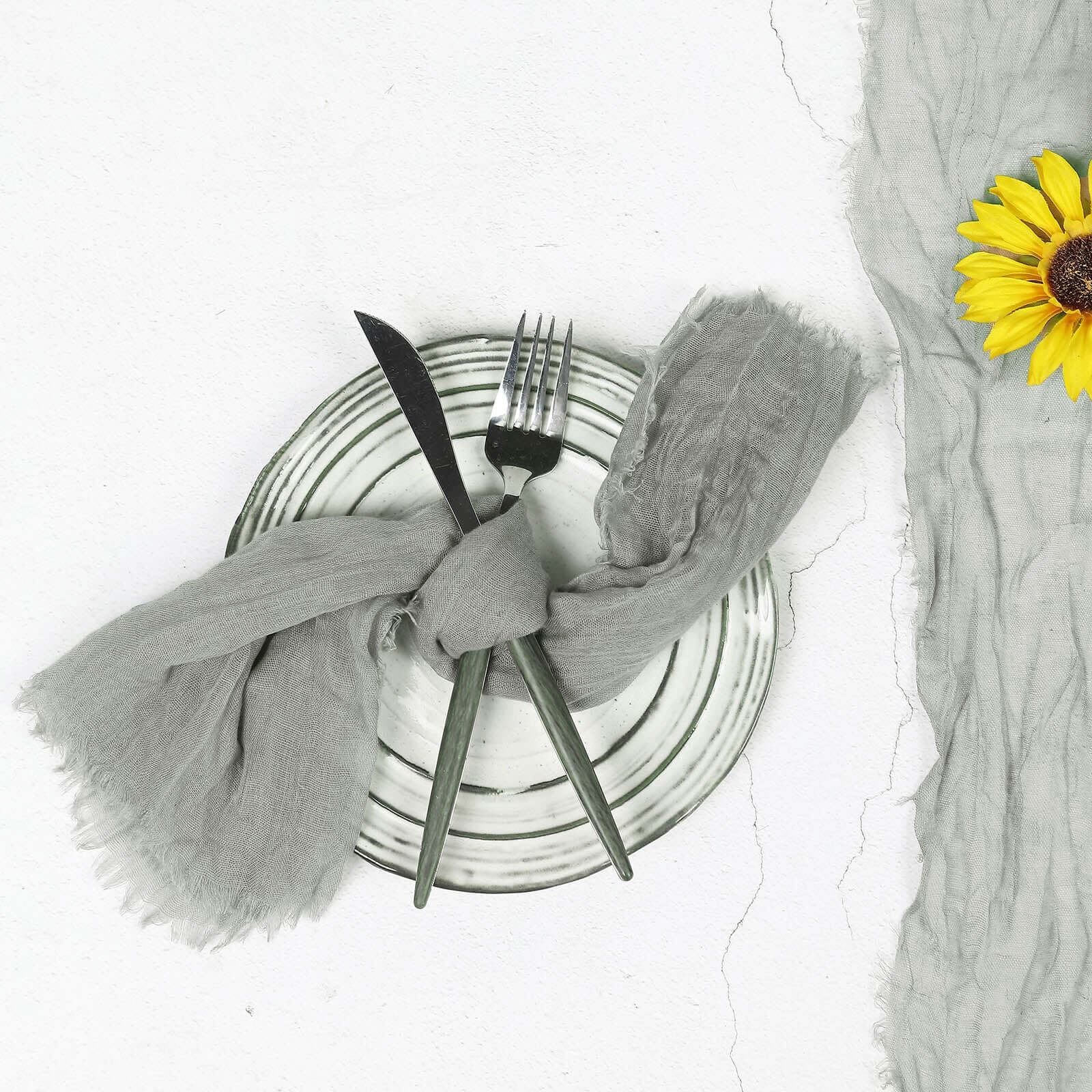 5 Pack Gauze Cheesecloth 24"x19" Napkins Gray Reusable Dinner Napkins