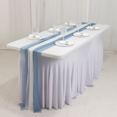 20-Pack 9ft Sheer Table Runners – Dusty Blue/Ivory Shimmer Sheer Drapes, Wrinkle-Free