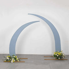 Set of 2 Dusty Blue Spandex Half Crescent Moon Backdrop Stand Covers, Custom Fitted Wedding Arch Cover for Curved Arbor Flower Balloon Frame