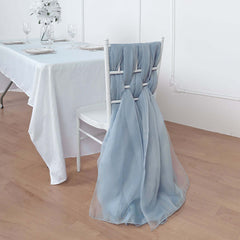 5 Pack Chiffon Chair Sashes Dusty Blue - Soft & Lightweight Designer Chair Bows 22"x78"