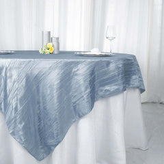 Taffeta 90"x90" Table Overlay Square Tablecloth Dusty Blue - Accordion Crinkle Table Cover
