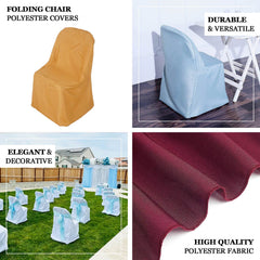 Polyester Slip On Folding Chair Covers Dusty Blue - Stain-Resistant Reusable Durable Fabric