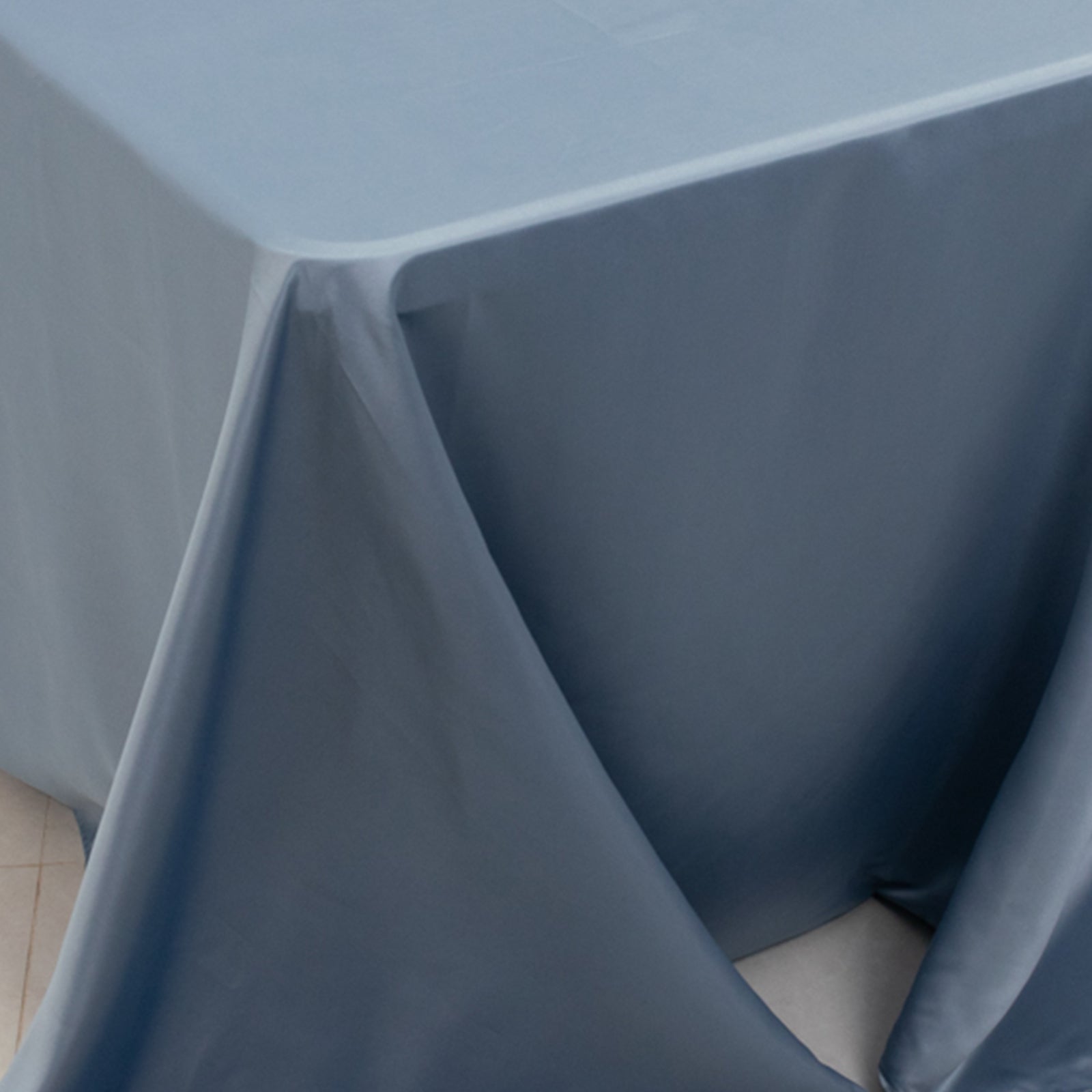 Lamour Satin 90"x156" Rectangle Tablecloth Dusty Blue - Luxurious, Soft Seamless Table Cover