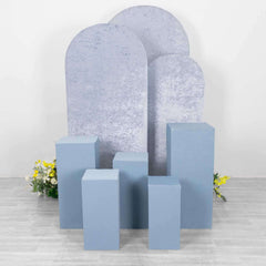 Set of 5 Dusty Blue Spandex Rectangle Pedestal Stand Covers, Stretchable Pillar Prop Covers - 160 GSM