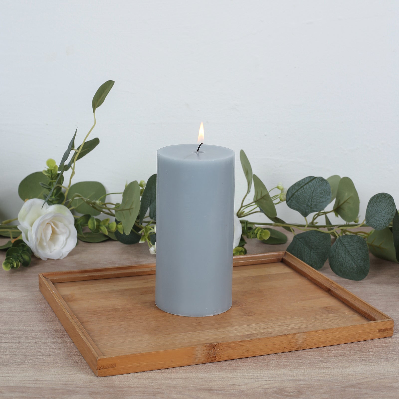 6-Pack 3"x6" Unscented Dripless Pillar Candles – Dusty Blue Long-Burning Wax Candles with Cotton Wicks for Home, Weddings & Event Decor