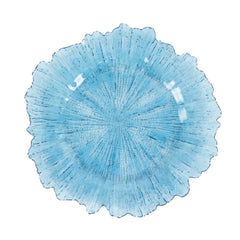 6-Pack Acrylic Plastic Round Charger Plates 13" in Transparent Dusty Blue with Reef Design, Dinner Charger Tableware
