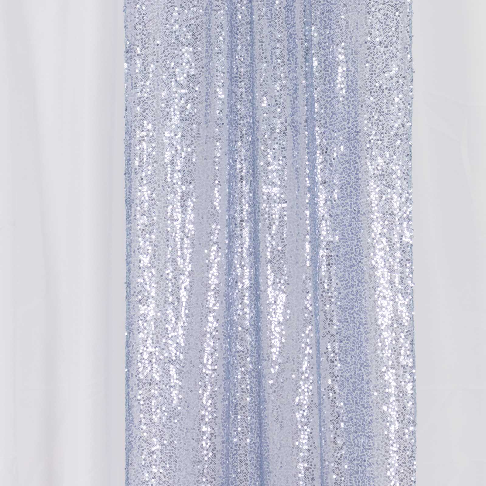 2 Pack Dusty Blue Sequin Event Curtain Drapes with Rod Pockets, Seamless Backdrop Event Panels - 8ftx2ft