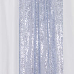 2 Pack Dusty Blue Sequin Event Curtain Drapes with Rod Pockets, Seamless Backdrop Event Panels - 8ftx2ft