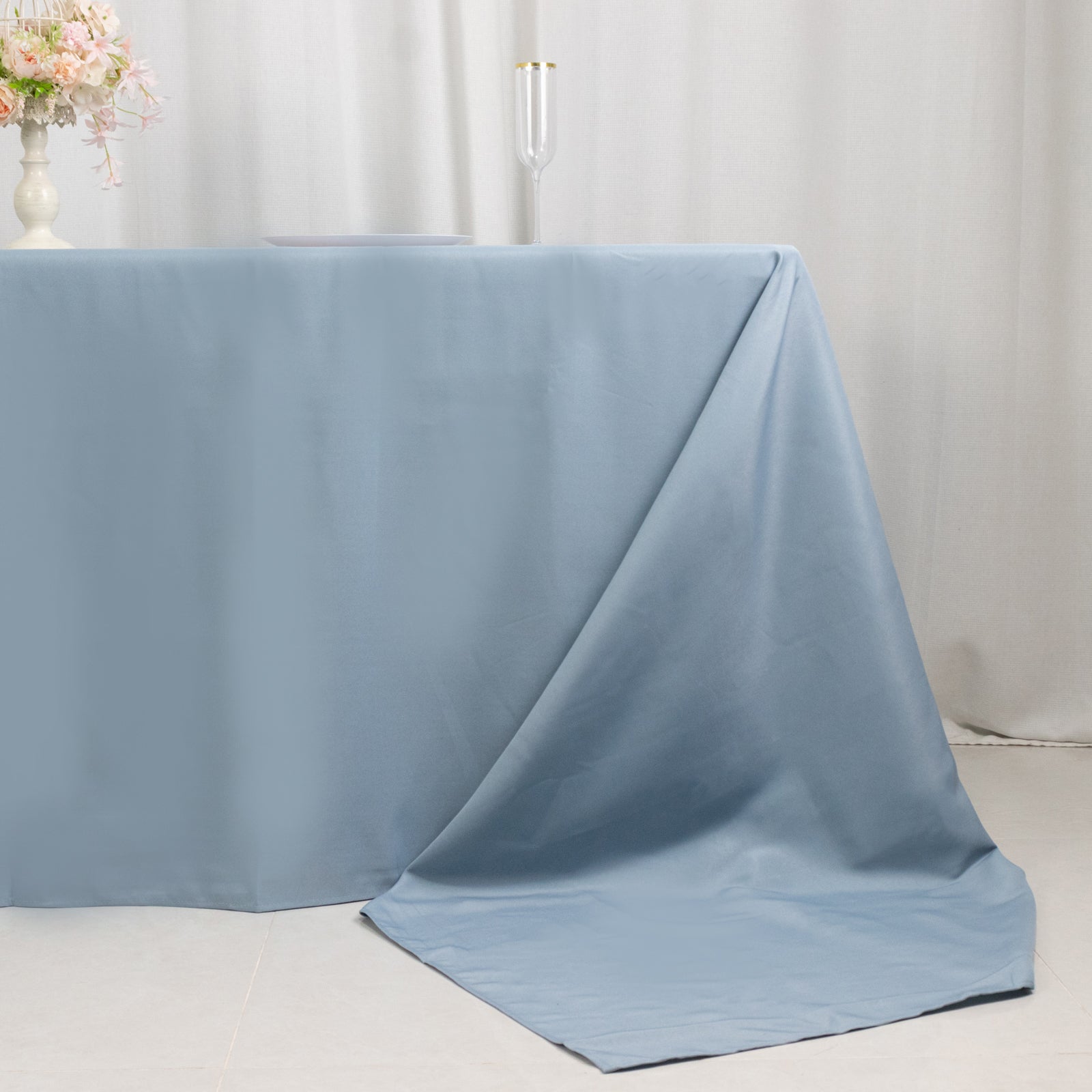 Premium Polyester 90"x156" Rectangle Tablecloth Dusty Blue - Seamless 220GSM Stain-Resistant Table Cover