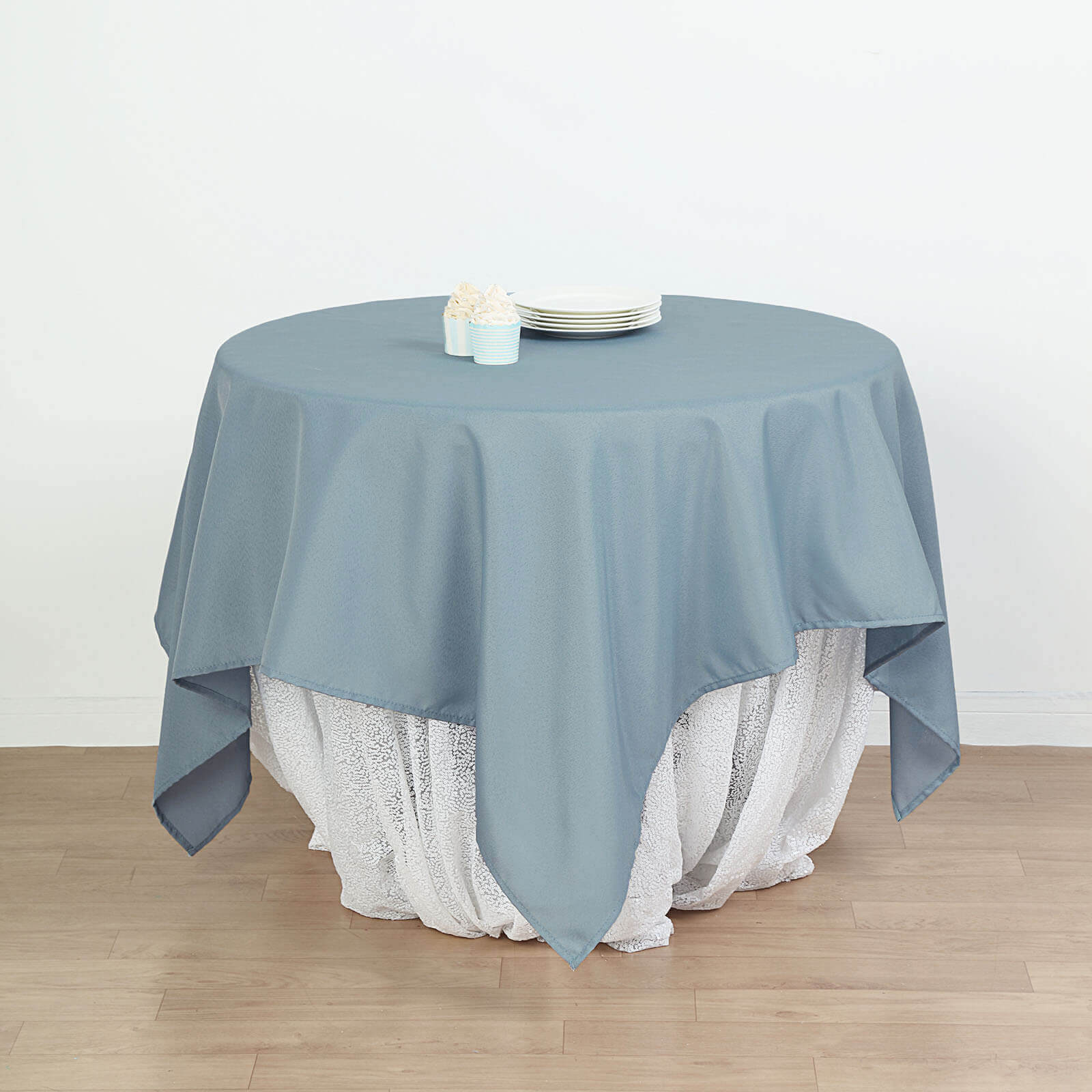 Polyester 54"x54" Table Overlay Square Tablecloth Dusty Blue - Wrinkle-Resistant & Durable Table Cover