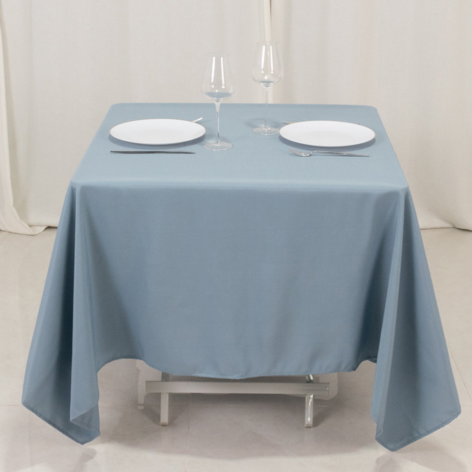 Polyester Square 70"x70" Tablecloth Dusty Blue - Wrinkle-Resistant & Durable Table Cover