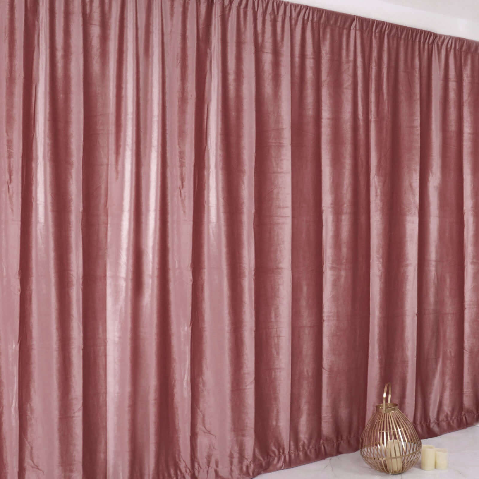 Dusty Rose Crushed Velvet Backdrop Curtain – 8ft x 8ft Event Drape with Rod Pocket, Privacy Panel for Photo Booths & Events
