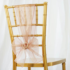 5 Pack Organza Chair Sashes Dusty Rose - Reusable Sheer Chair Bows 6"x108"