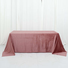 Premium Velvet 90"x132" Rectangle Tablecloth Dusty Rose - Reusable Soft & Seamless Table Cover