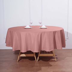 Polyester 90" Round Tablecloth Dusty Rose - Stain & Wrinkle-Resistant Table Cover