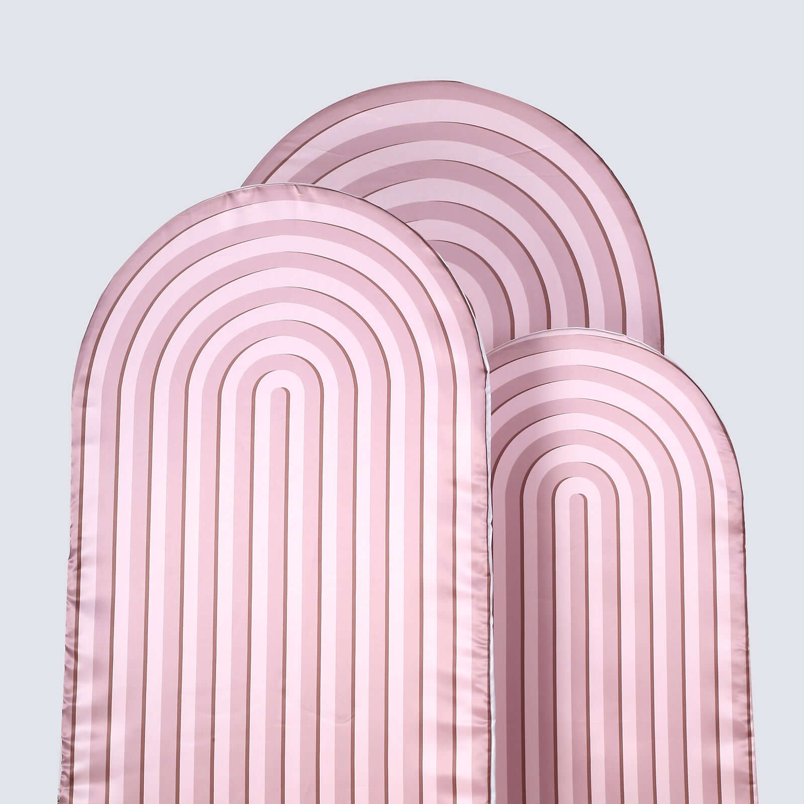 Set of 3 Dusty Rose Ripple Satin Chiara Wedding Arch Covers, Fitted Covers For Round Top Backdrop Stands - 5ft,6ft,7ft
