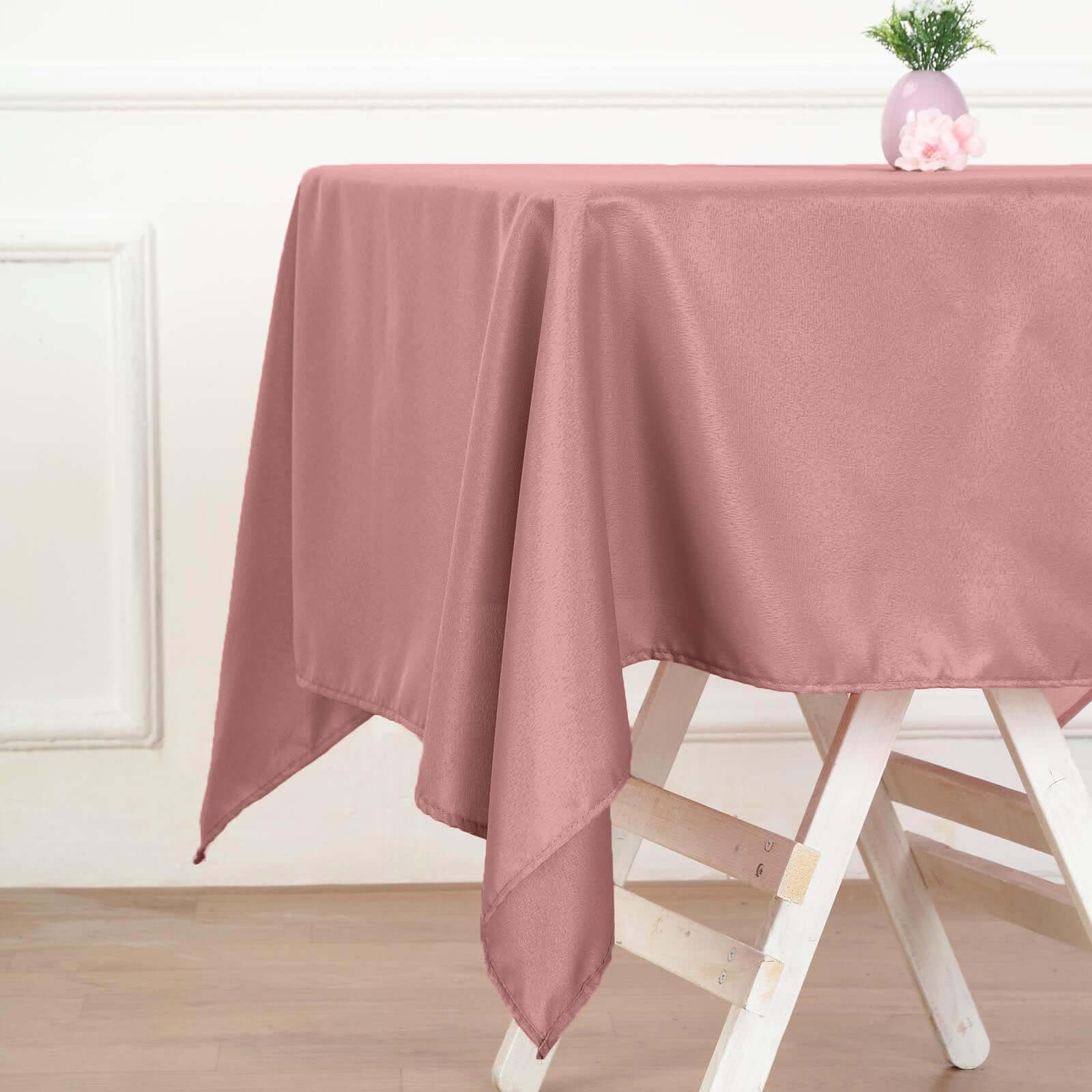Polyester Square 54"x54" Tablecloth Dusty Rose - Wrinkle-Resistant & Durable Table Cover
