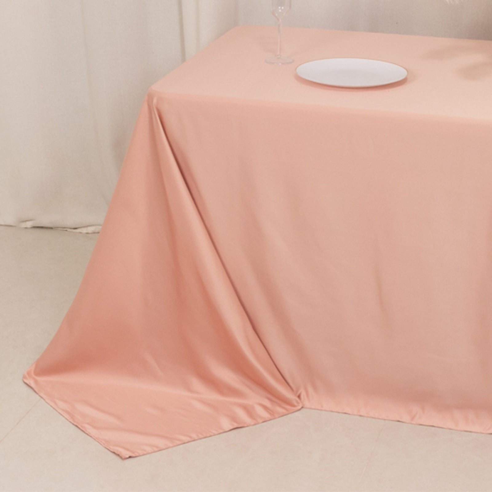 Lamour Satin 90"x132" Rectangle Tablecloth Dusty Rose - Soft & Silk-Like Seamless Table Cover