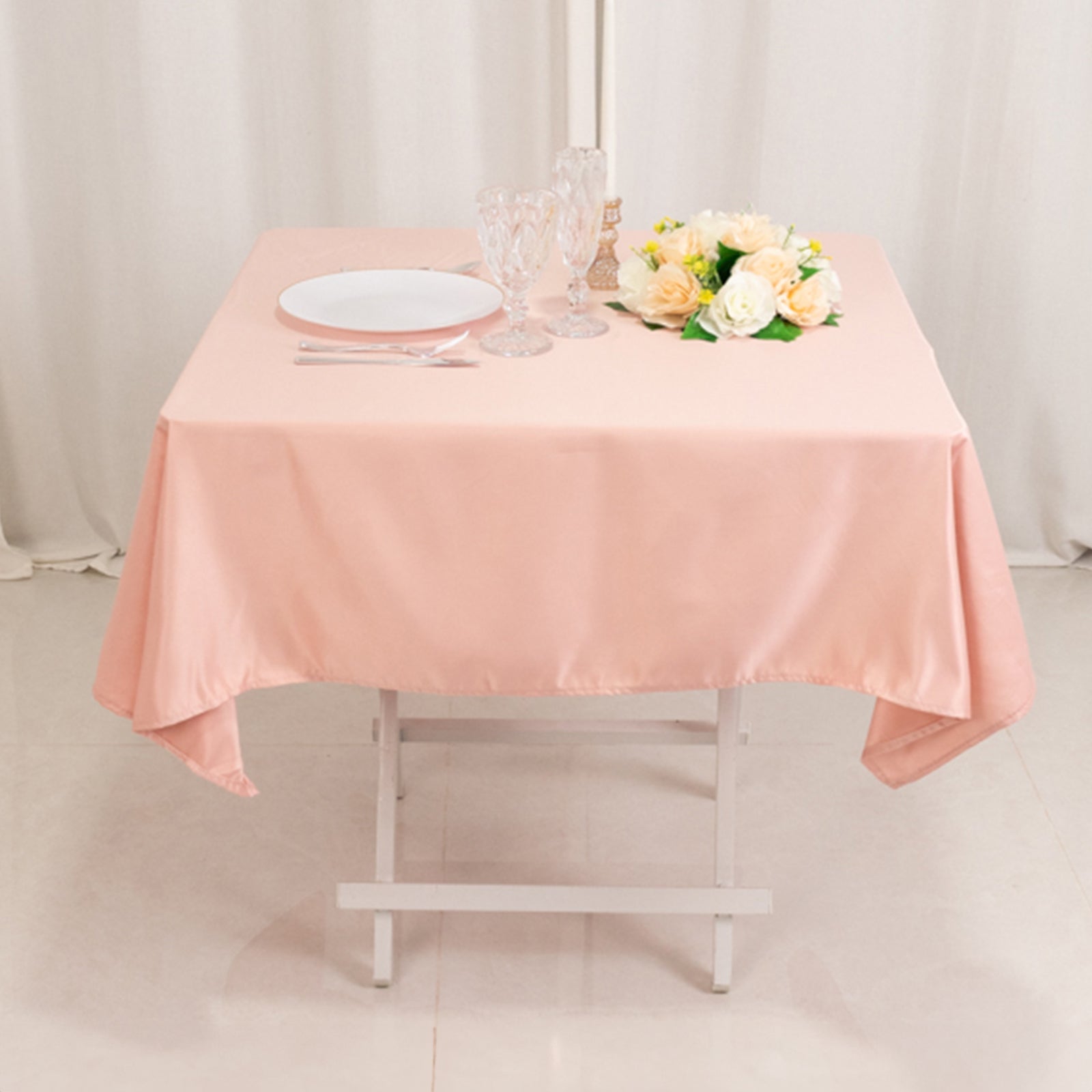 Lamour Satin 54"x54" Square Tablecloth Dusty Rose - Durable & Silk-Like Table Cover