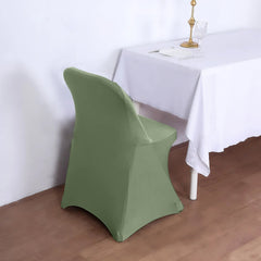 10 Pack Stretch Spandex Chair Covers Dusty Sage Green for Folding Chairs - Durable 160GSM Fitted Slipcovers