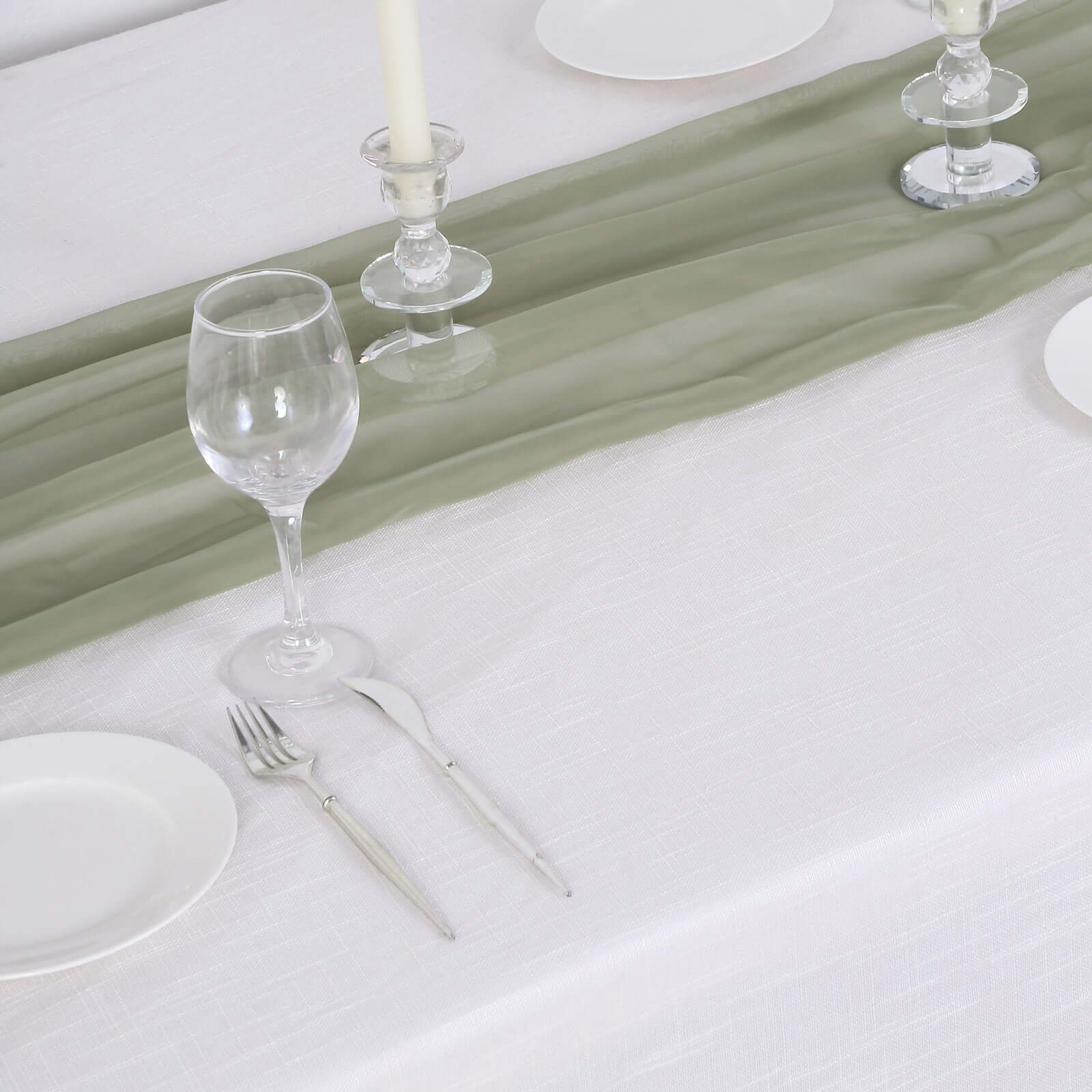 Chiffon 6ft Table Runner Dusty Sage Green - Flowy & Lightweight Table Decor
