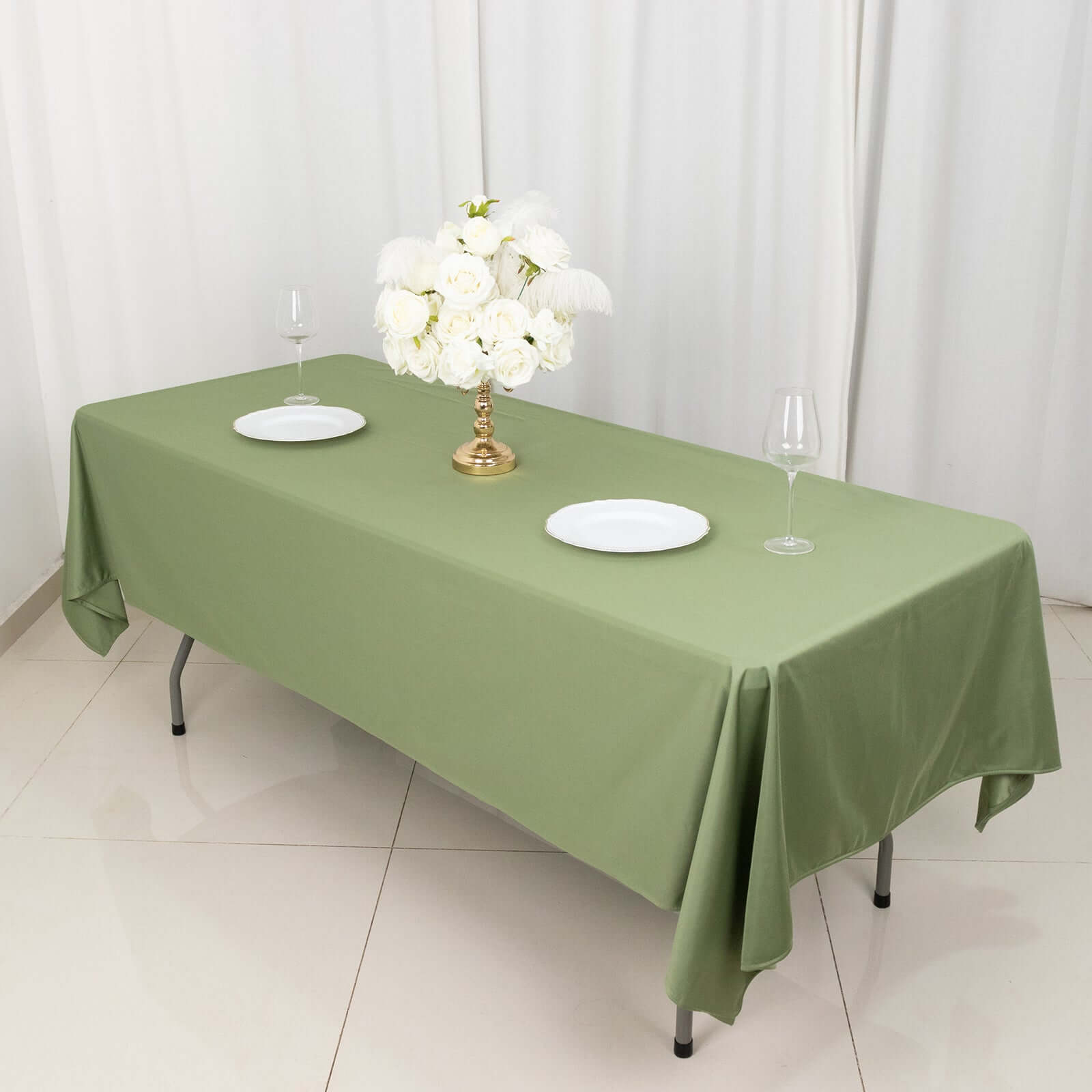 Scuba Rectangular 60"x102" Tablecloth Dusty Sage Green - Wrinkle Free & Stain Resistant Table Cover