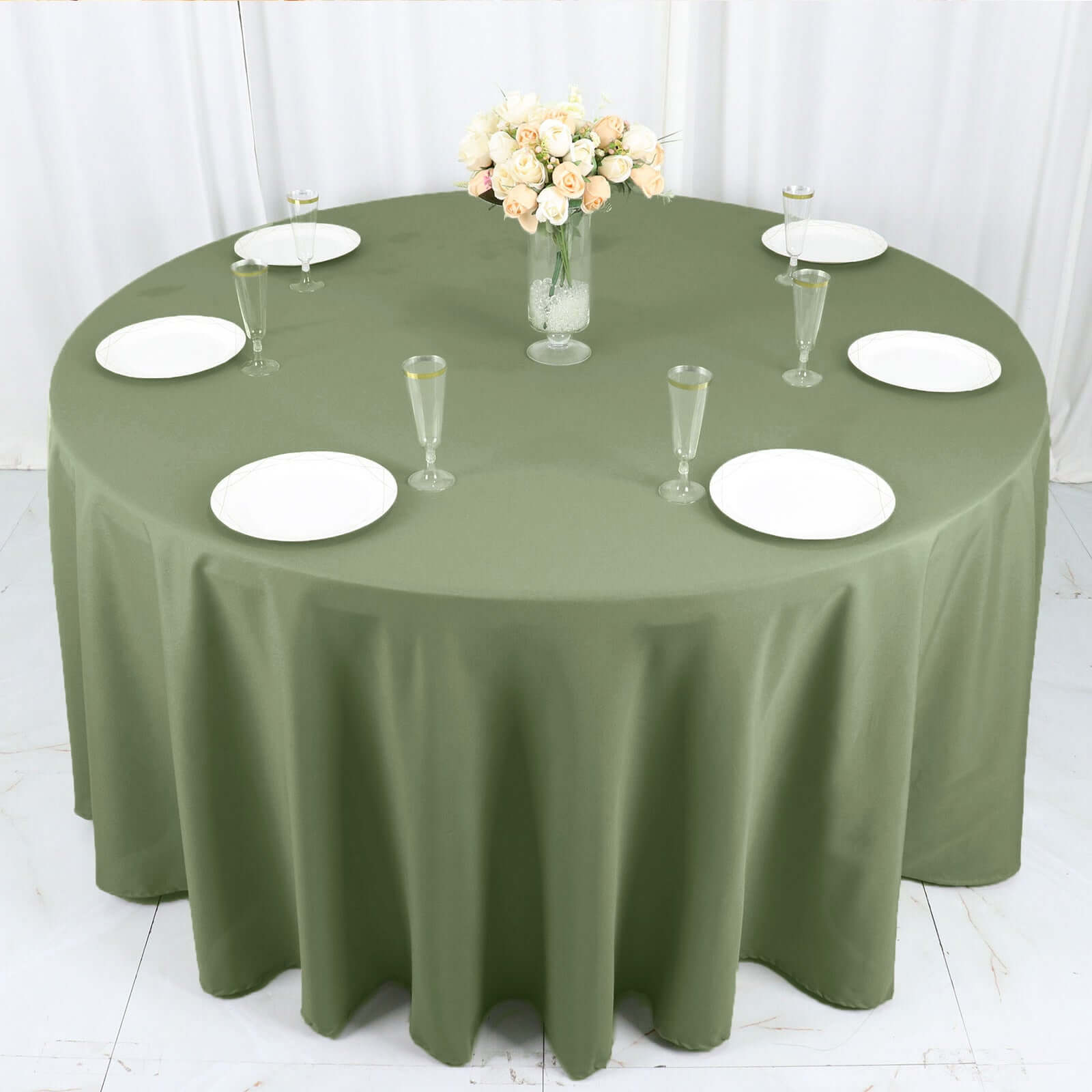 Polyester 120" Round Tablecloth Dusty Sage Green - Seamless Wrinkle-Resistant Table Cover