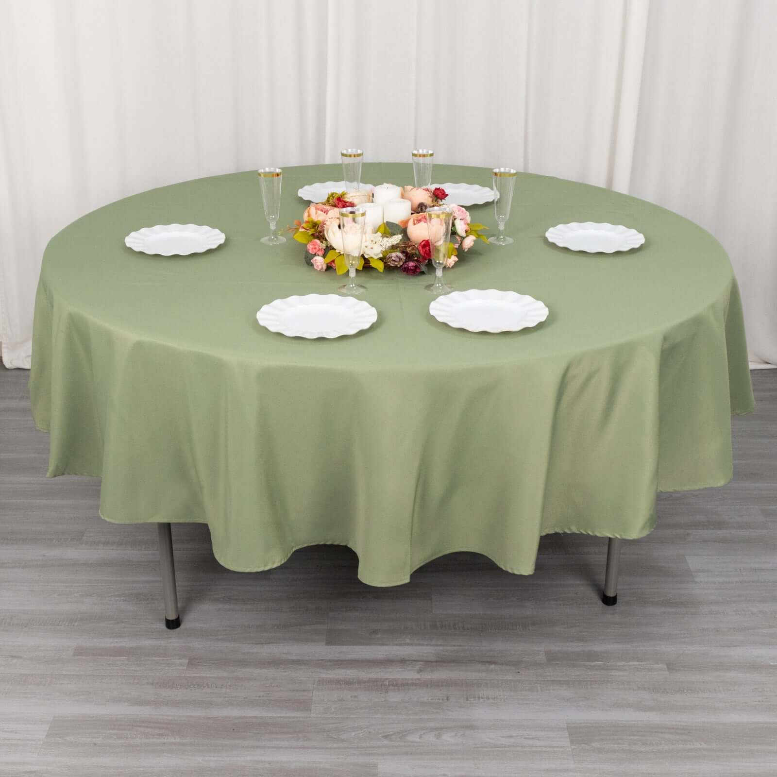 Premium Polyester 90" Round Tablecloth Dusty Sage Green - Stain and Wrinkle-Resistant Design with 220GSM Thickness Table Cover
