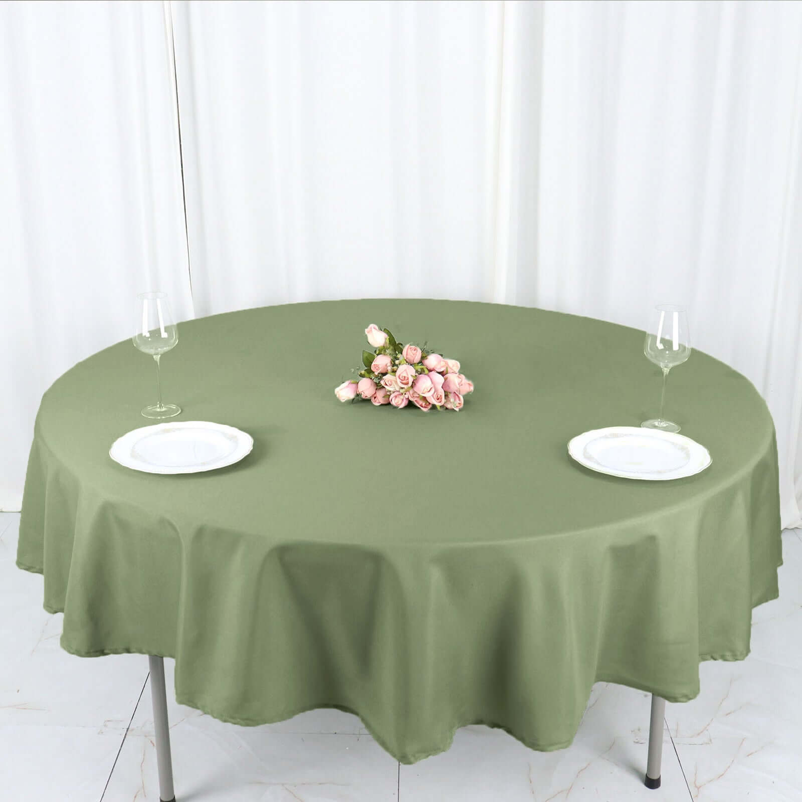 Polyester 90" Round Tablecloth Dusty Sage Green - Stain & Wrinkle-Resistant Table Cover