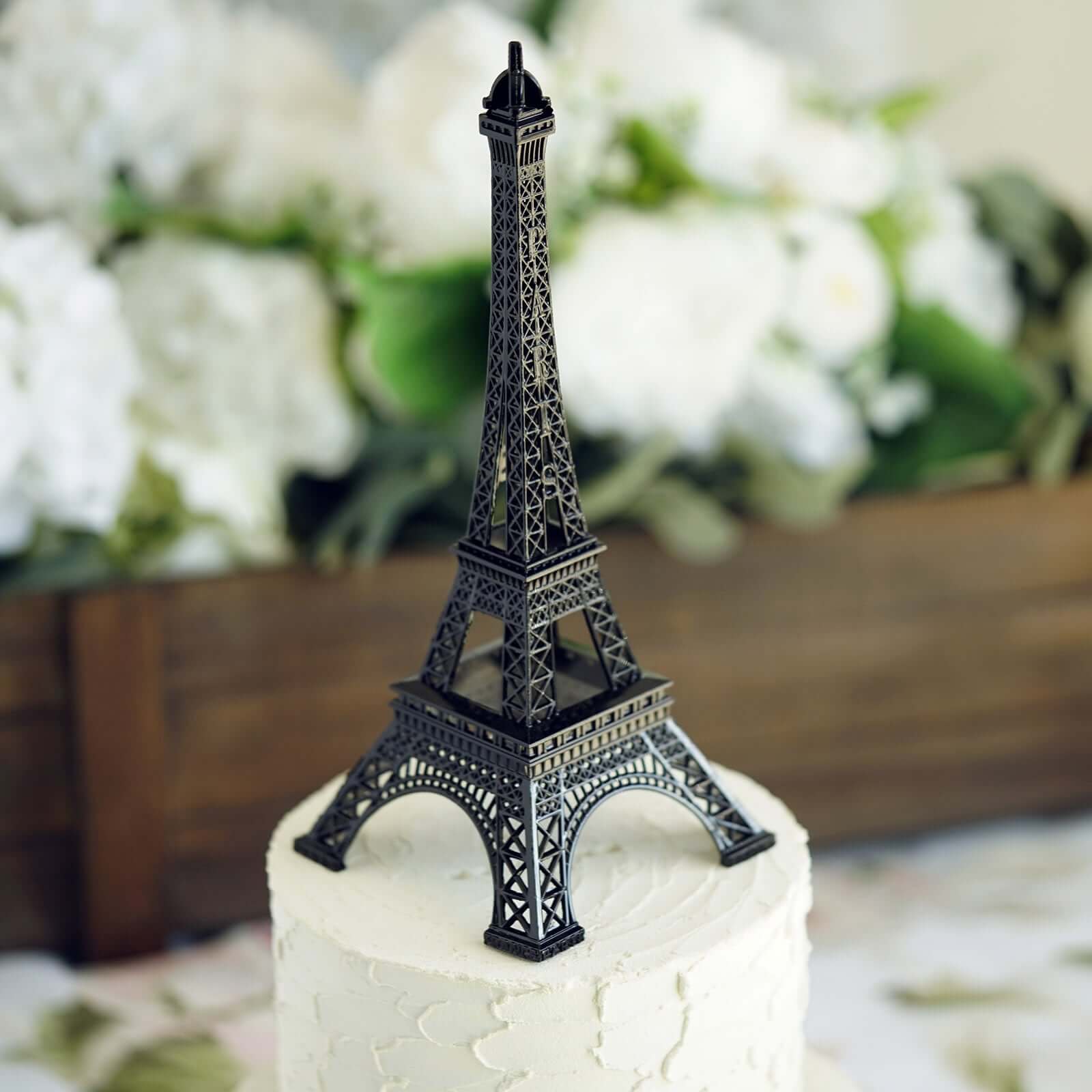 Eiffel Tower Table Centerpiece Metal Black - Stylish Decorative Cake Topper for Parties & Gatherings 10"