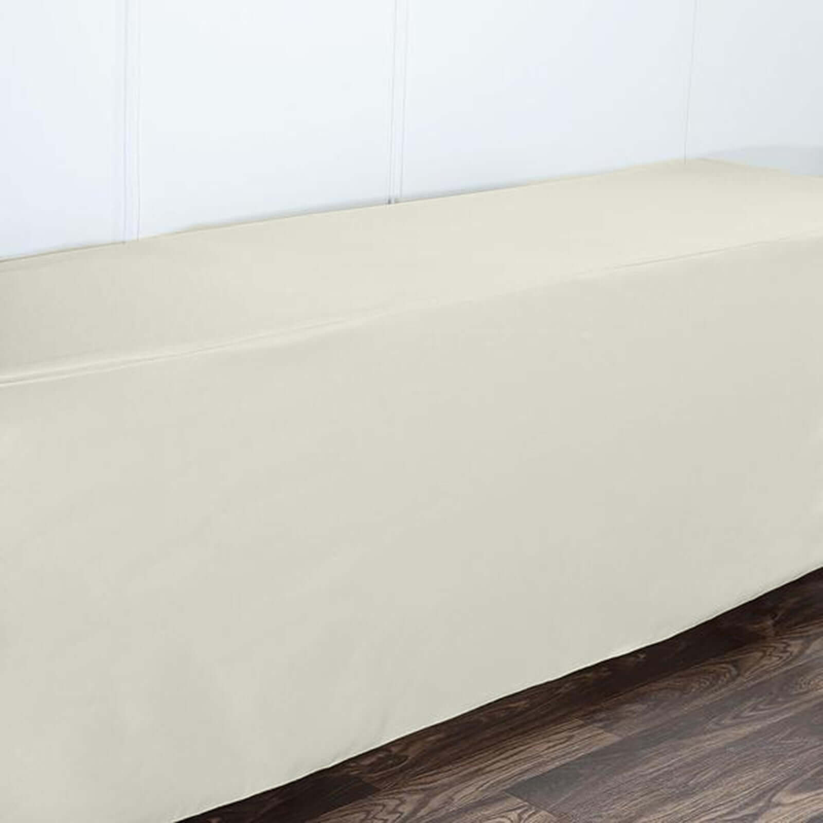 Fitted Polyester 96"x30" Rectangle Tablecloth Ivory - Durable and Easy to Maintain Table Cover