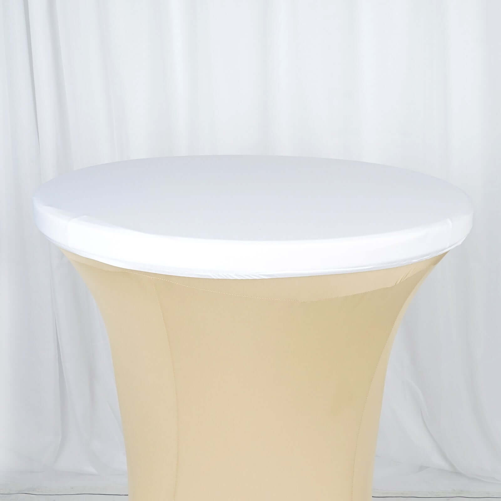 Spandex Table Top Cover White Fitted Cocktail Topper - Wrinkle-Free Event Decor