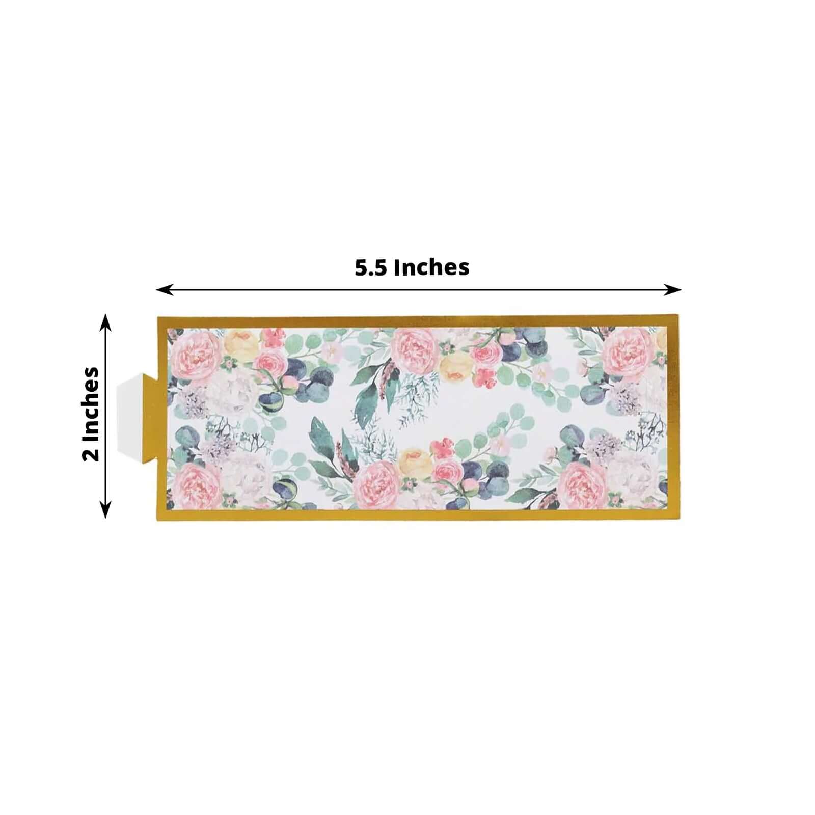 50 Pack Pink Peony Floral Paper Napkin Holder Bands with Gold Edge, Disposable Napkin Rings - 1.5"