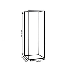 2-Pack Wedding Flower Stand Black Metal Geometric Column Frame Rectangular - Versatile Floral Pedestal for Sophisticated Arrangements 32"