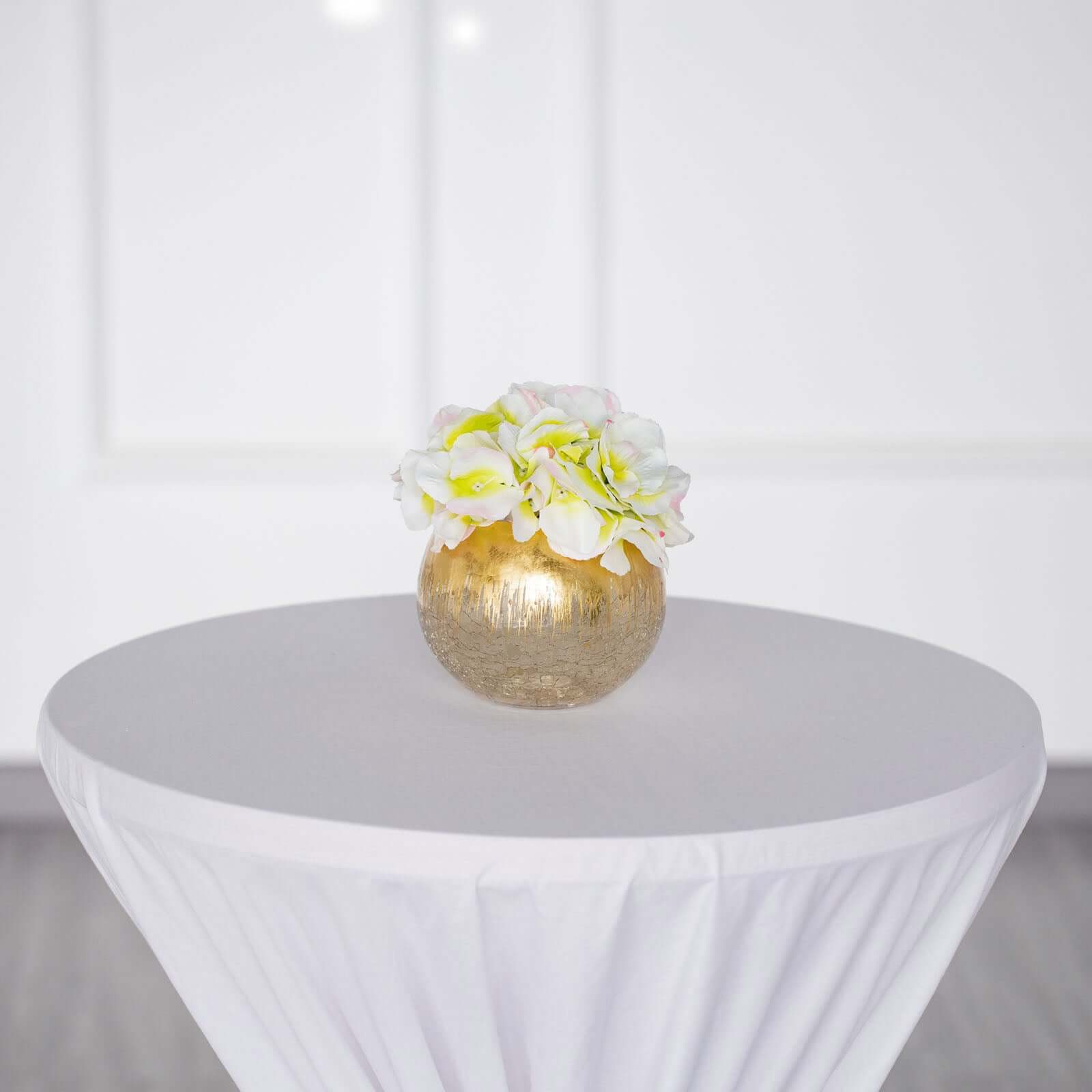 Glass Flower Vase Gold Foiled Crackle Bubble - Stylish Centerpiece for Events 4.5"